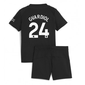 Manchester City Josko Gvardiol #24 Borta Kläder Barn 2025-26 Kortärmad (+ Korta byxor)